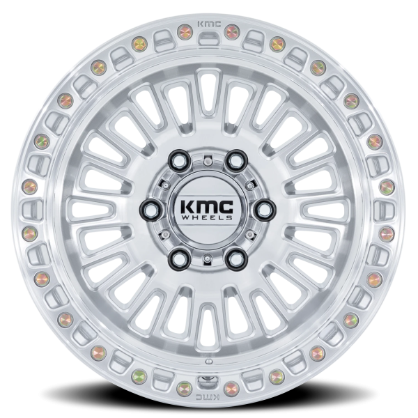 KMC KM554 Aztec Wheel - 17x8.5 Gloss Silver w/ Machined Face Rim (6x139.7 Bolt Pattern, 0mm Offse...