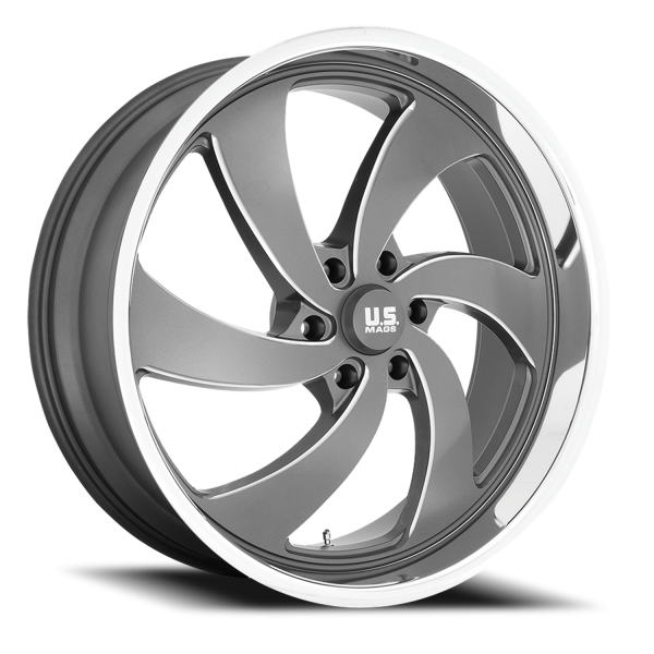 US Mags U133 Desperado 6 Wheel - 22x9 Anthracite w/ Milled-Diamond Cut Lip Rim (6x139.7 Bolt Patt...