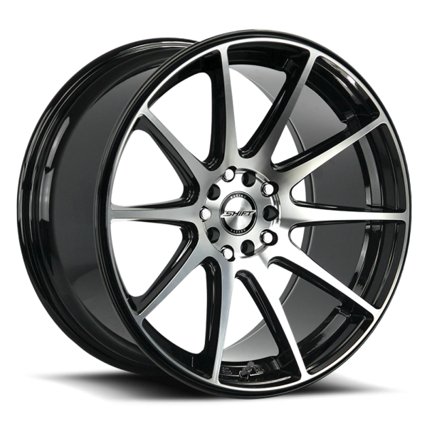 SHIFT H34 Gear Wheel - 18x9 Gloss Black w/ Machined Rim (5x100/114.3 Bolt Pattern, +30mm Offset, ...