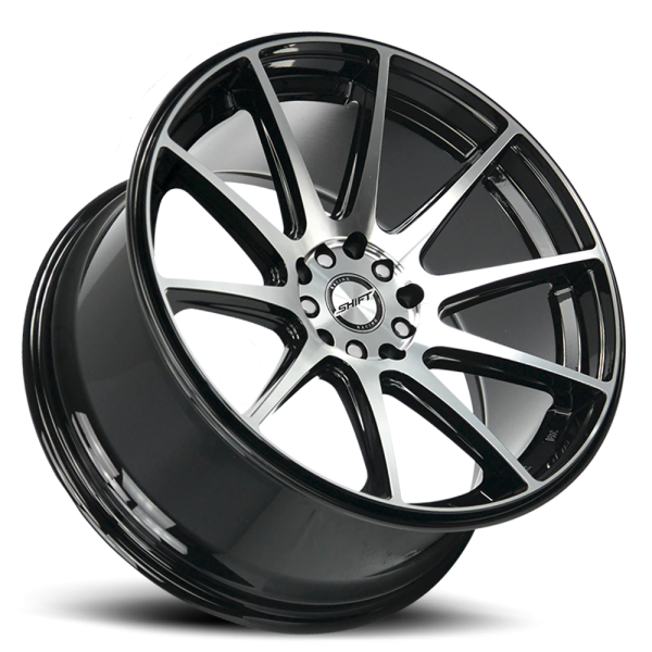 SHIFT H34 Gear Wheel - 18x9 Gloss Black w/ Machined Rim (5x100/114.3 Bolt Pattern, +30mm Offset, ...