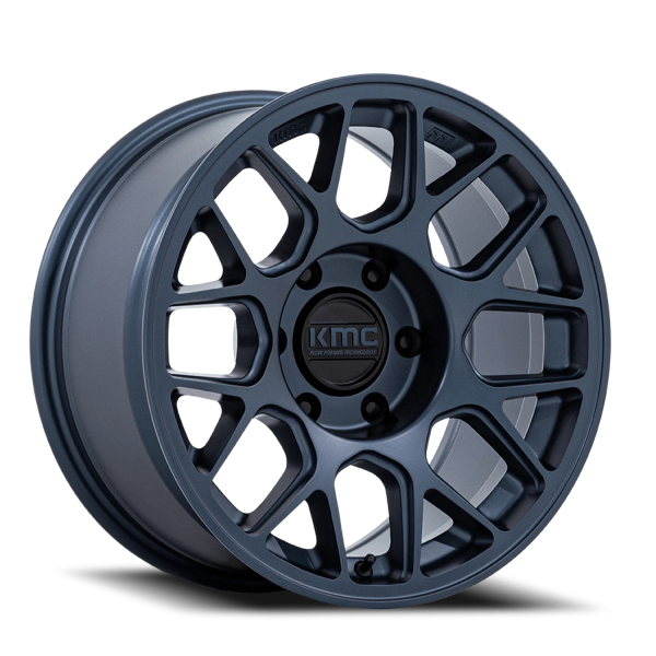 KMC KM730LX Hatchet Wheel - 17x8.5 Metallic Blue Rim (6x139.7 Bolt Pattern, -10mm Offset, 106.1mm...
