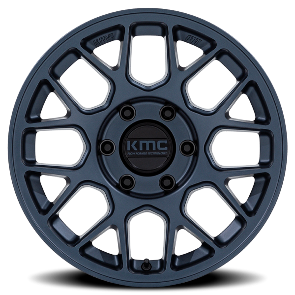 KMC KM730LX Hatchet Wheel - 17x8.5 Metallic Blue Rim (6x139.7 Bolt Pattern, -10mm Offset, 106.1mm...