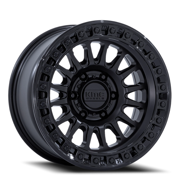 KMC KM552 IMS Wheel - 18x9 Matte Black w/ Gloss Black Lip Rim (5x127 Bolt Pattern, +18mm Offset, ...
