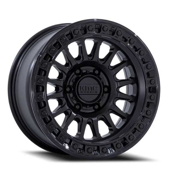 KMC KM552 IMS Wheel - 18x9 Matte Black w/ Gloss Black Lip Rim (6x139.7 Bolt Pattern, 0mm Offset, ...