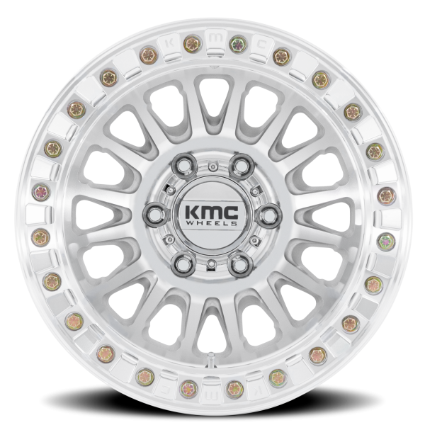 KMC KM239DX Impact Beadlock Wheel - 17x9 Machined Silver Rim (5x127 Bolt Pattern, -12mm Offset, 7...