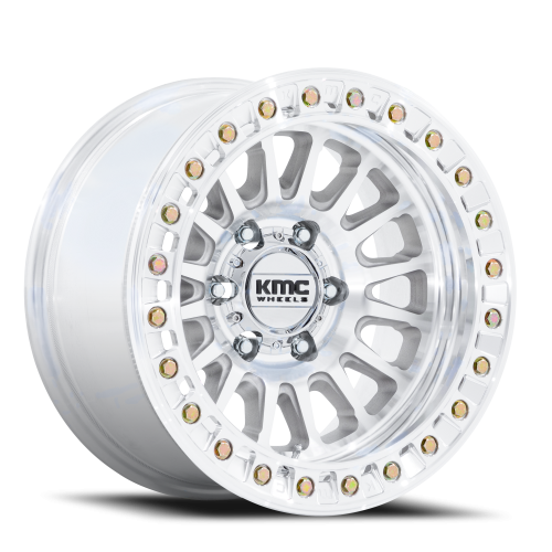 KMC KM239DX Impact Beadlock Wheel - 17x9 Machined Silver Rim (6x139.7 Bolt Pattern, +1mm Offset, ...