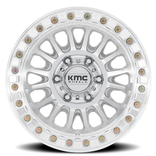 KMC KM239DX Impact Beadlock Wheel - 17x9 Machined Silver Rim (8x165.1 Bolt Pattern, -38mm Offset,...