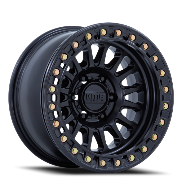 KMC KM239DX Impact Beadlock Wheel - 17x9 Matte Black Rim (5x127 Bolt Pattern, -38mm Offset, 71.5m...
