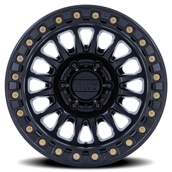KMC KM239DX Impact Beadlock Wheel - 17x9 Matte Black Rim (5x127 Bolt Pattern, -38mm Offset, 71.5m...