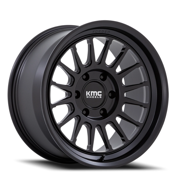 KMC KM447MX Impact Forged Wheel - 18x9 Satin Black Rim (6x139.7 Bolt Pattern, 0mm Offset, 106.1mm...