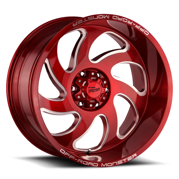 Off-Road Monster M07 Wheel - 20x10 Candy Red Rim (6x139.7 Bolt Pattern, -19mm Offset, 106.4mm Hub...