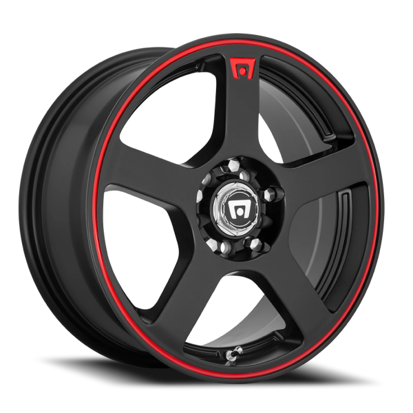 Motegi MR116 FS5 Wheel - 15x6.5 Matte Black w/ Red Stripe Rim (4x100/108 Bolt Pattern, +40mm Offs...