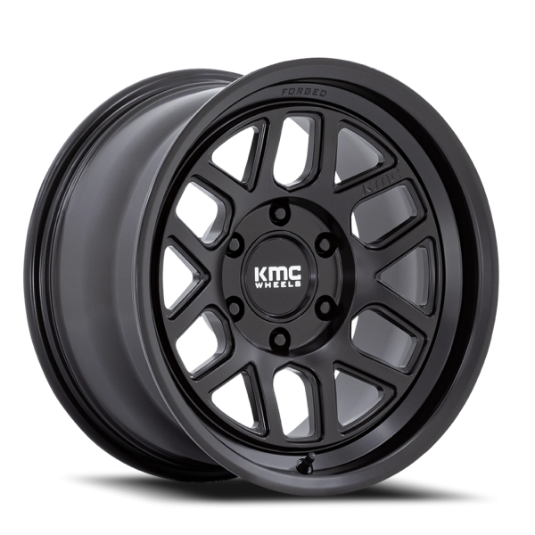 KMC KM446 Mesa Forged Monoblock Wheel - 18x9 Satin Black Rim (6x139.7 Bolt Pattern, 0mm Offset, 1...