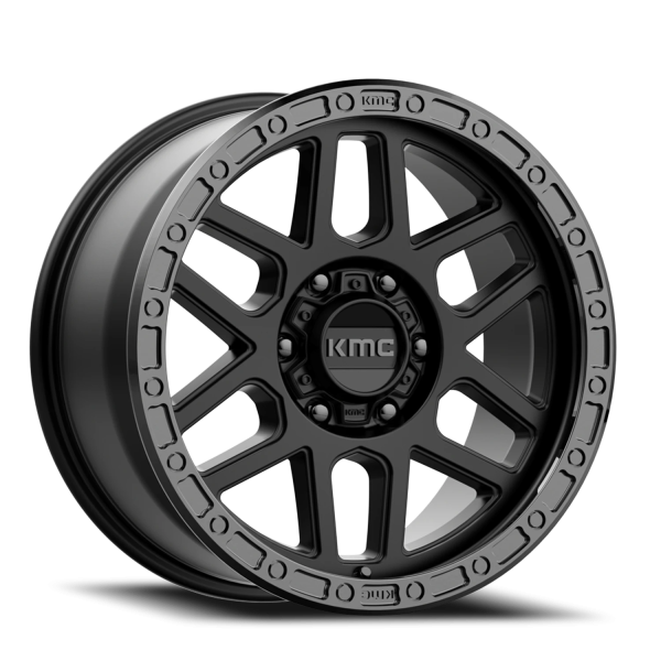KMC KM544 Mesa Wheel - 18x9 Satin Black w/ Gloss Black Lip Rim (5x150 Bolt Pattern, +25mm Offset,...