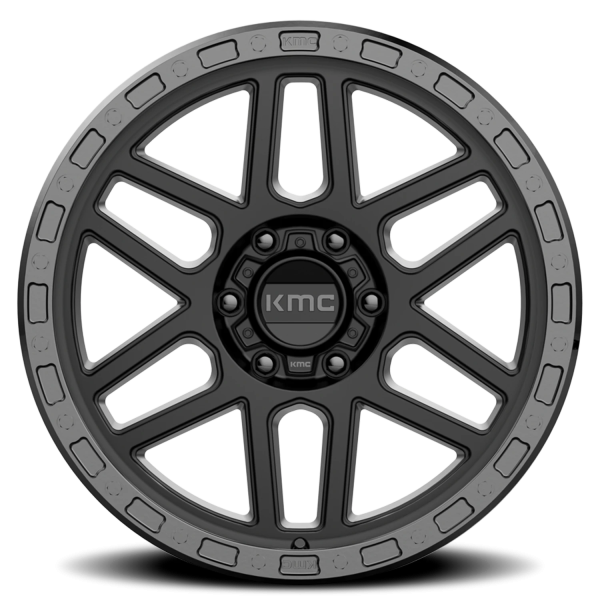 KMC KM544 Mesa Wheel - 18x9 Satin Black w/ Gloss Black Lip Rim (5x150 Bolt Pattern, +25mm Offset,...