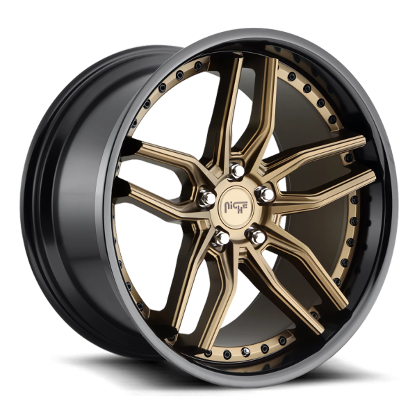 Niche 1PC M195 Matte Bronze Black Bead Ring-20X9-5X114.3 Bolt Pattern, 35 Offset
