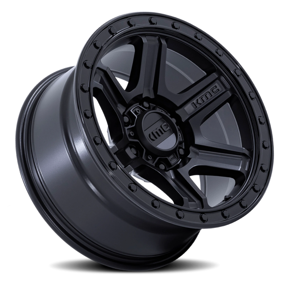 KMC KM551 Outrun Wheel - 17x8.5 Matte Black w/ Gloss Black Lip Rim (5x127 Bolt Pattern, -10mm Off...