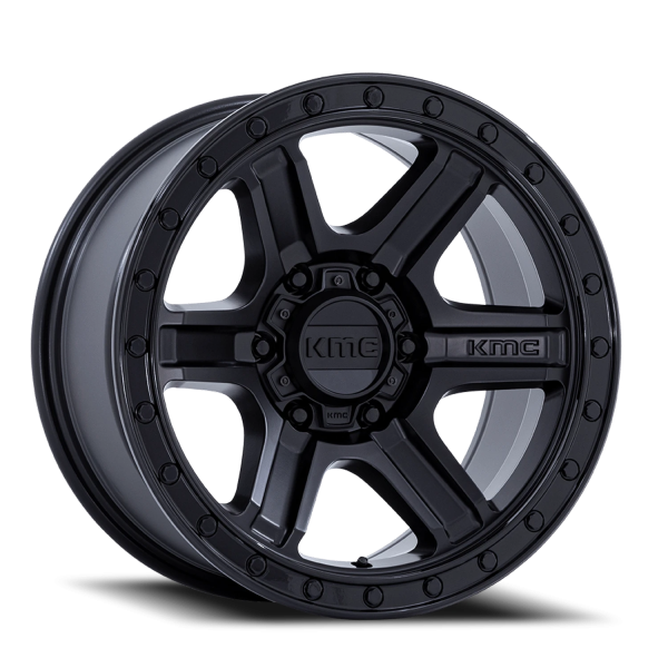 KMC KM551 Outrun Wheel - 17x8.5 Matte Black w/ Gloss Black Lip Rim (6x139.7 Bolt Pattern, +18mm O...