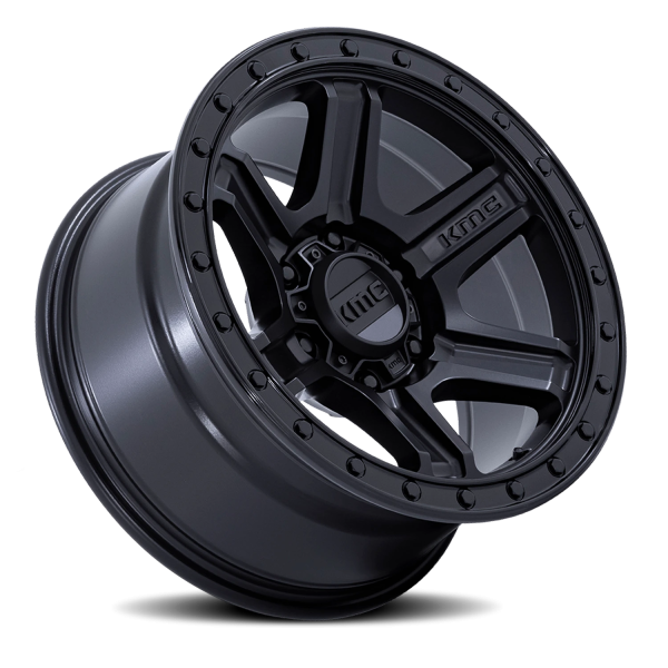 KMC KM551 Outrun Wheel - 17x8.5 Matte Black w/ Gloss Black Lip Rim (6x139.7 Bolt Pattern, +18mm O...