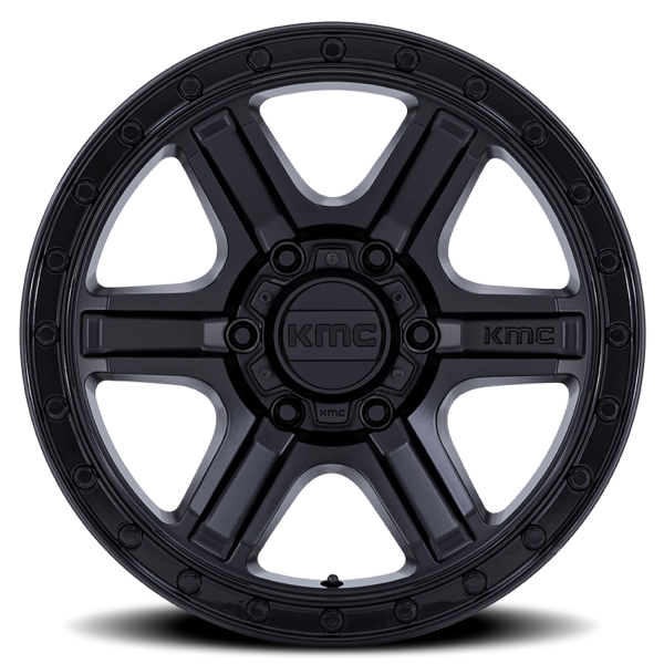 KMC KM551 Outrun Wheel - 17x8.5 Matte Black w/ Gloss Black Lip Rim (6x139.7 Bolt Pattern, +18mm O...