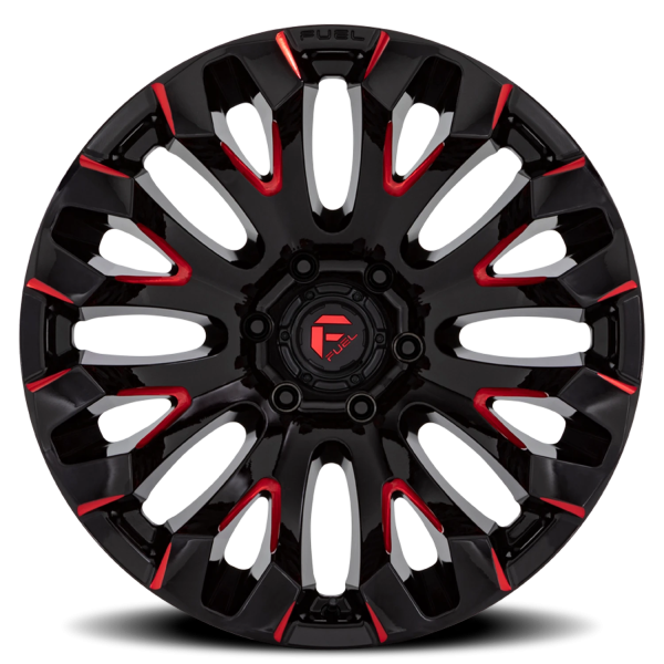 FUEL 1PC D829 GLOSS BLACK MILLED RED TINT- 18X9 - 6X5.5 BP, 1MM Offset (1 Wheel)