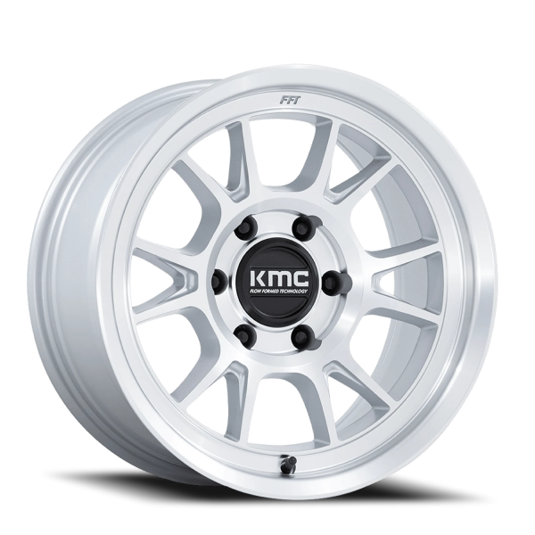 KMC KM729DX Range Wheel - 17x8.5 Gloss Silver w/ Machined Face Rim (5x127 Bolt Pattern, -10mm Off...