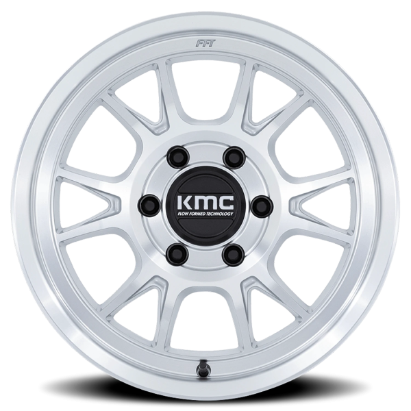 KMC KM729DX Range Wheel - 17x8.5 Gloss Silver w/ Machined Face Rim (5x127 Bolt Pattern, -10mm Off...