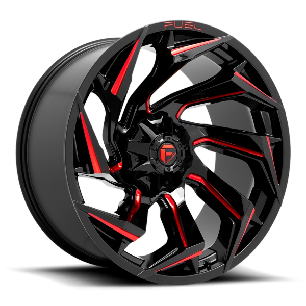 FUEL 1PC D755 GLOSS BLK MILLED W/ RED TINT- 18X9 - 5X4.5/5.0 BP, -12MM Ofs 1 Whl
