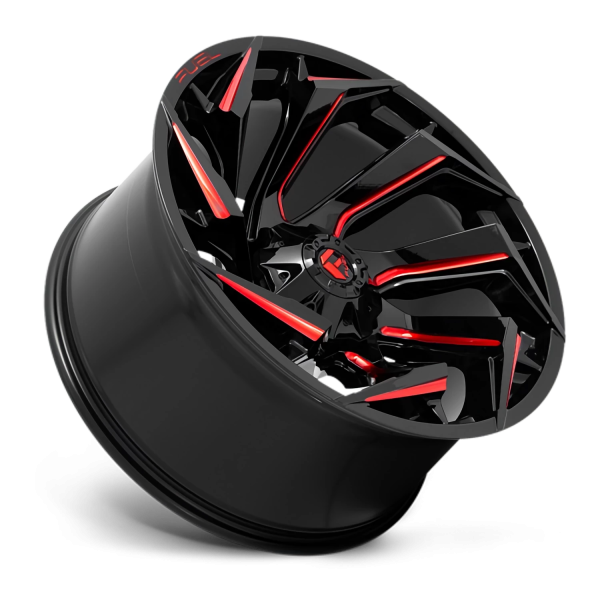 FUEL 1PC D755 GLOSS BLK MILLED W/ RED TINT- 18X9 - 5X4.5/5.0 BP, -12MM Ofs 1 Whl