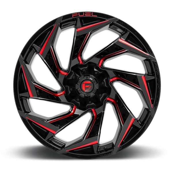 FUEL 1PC D755 GLOSS BLK MILLED W/ RED TINT- 18X9 - 5X4.5/5.0 BP, -12MM Ofs 1 Whl