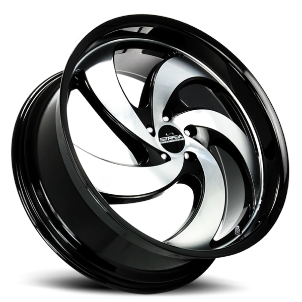 Strada C05 Retro 5 Wheel - 22x9 Gloss Black w/ Machined Rim (5x115 Bolt Pattern, +15mm Offset, 74...