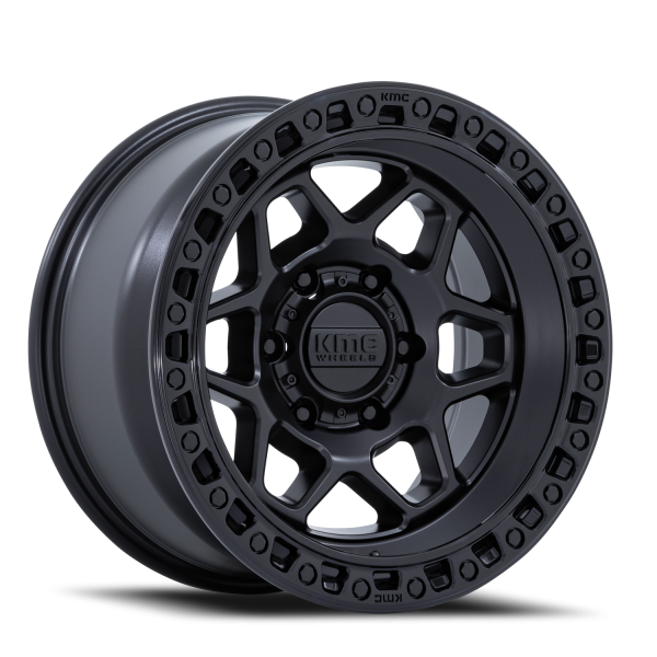 KMC KM553MB Torx Wheel - 17x9 Matte Black w/ Gloss Black Lip Rim (5x127 Bolt Pattern, -12mm Offse...