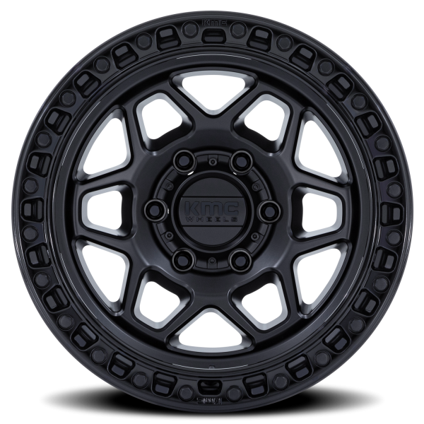 KMC KM553MB Torx Wheel - 17x9 Matte Black w/ Gloss Black Lip Rim (5x127 Bolt Pattern, -12mm Offse...
