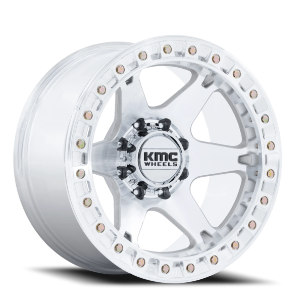 KMC KM238 VI Beadlock Wheel - 20x10 Machined Silver Rim (8x165.1 Bolt Pattern, -48mm Offset, 125....
