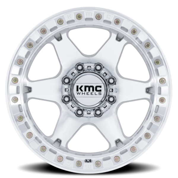 KMC KM238 VI Beadlock Wheel - 20x10 Machined Silver Rim (8x165.1 Bolt Pattern, -48mm Offset, 125....